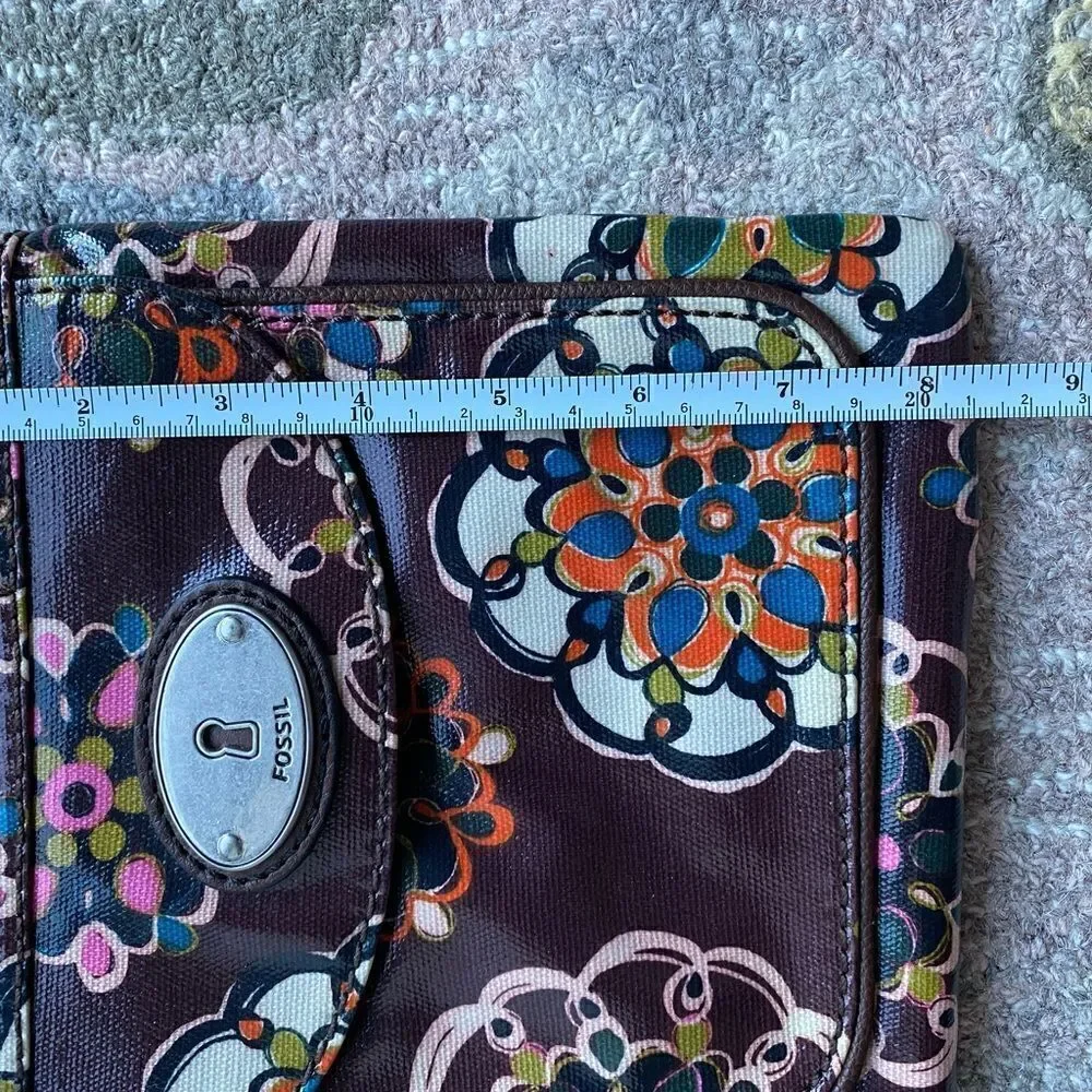 Fossil Round Floral Design Crossbody Purse